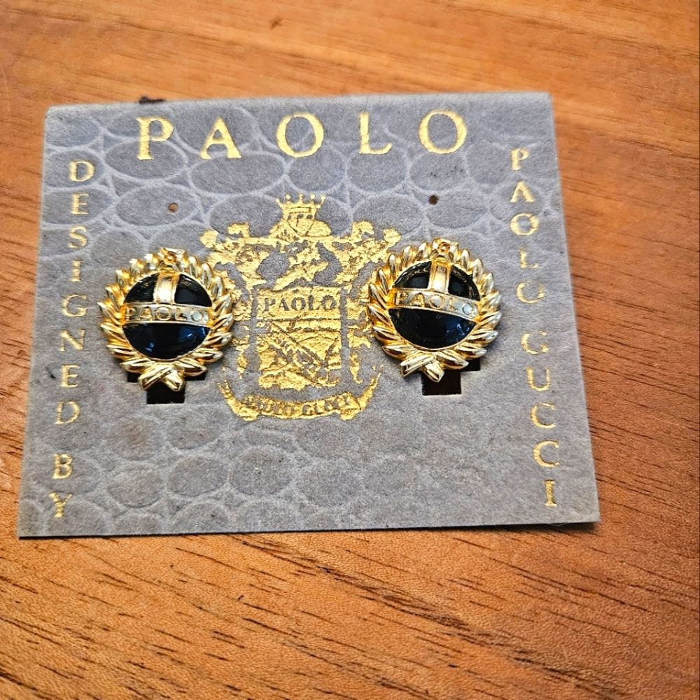 Vintage Paolo Gucci pierced logo earrings